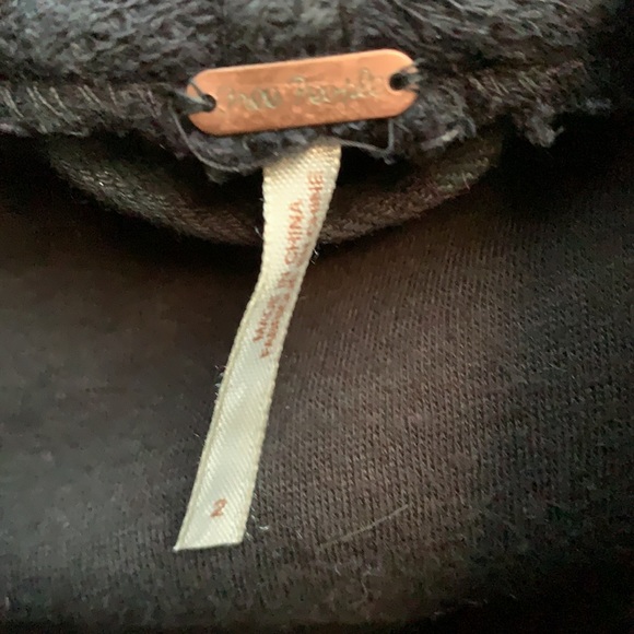 Free People Black vegan Leather denim Jacket with Shawl worn two ways sz2 - Picture 7 of 9